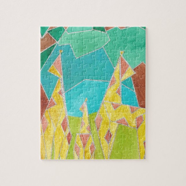 Quebra-cabeça Arte abstrata original da família de girafas (Vertical)