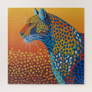 Quebra-cabeça Arte Abstrata Vibrante de Leopardo