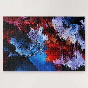 Quebra-cabeça Arte Abstrato Contemporânea Vermelha Inferno Azul 