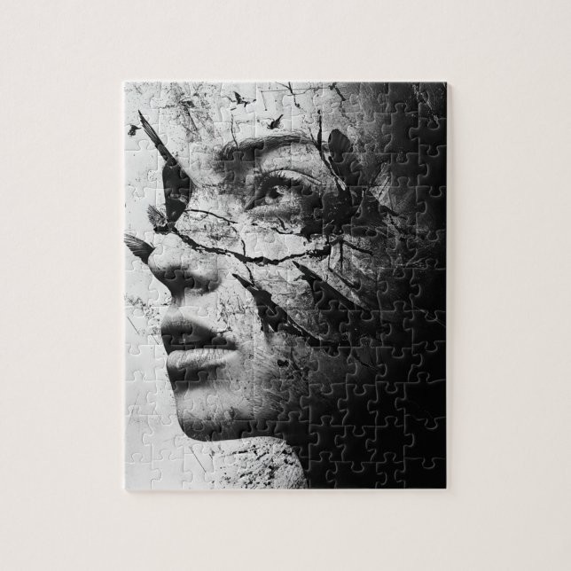 Quebra-cabeça Arte Aleatória Meu Gato Fez Pássaros em Minha Ment (Vertical)