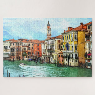 Quebra-cabeça Arte Aquática Colorida do Canal de Veneza Grande