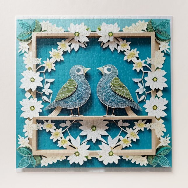 Quebra-cabeça Arte Azul Jay Birds (Vertical)