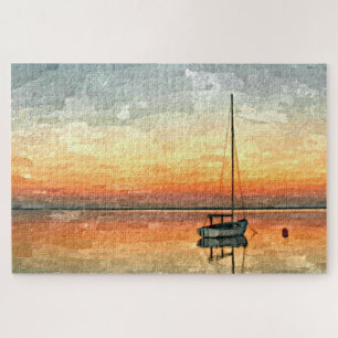 Quebra-cabeça Arte Bonito Laranja Azul Sunset