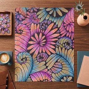 Quebra-cabeça Arte Botânica Terapia Intrincada Boho Zen Doodle
