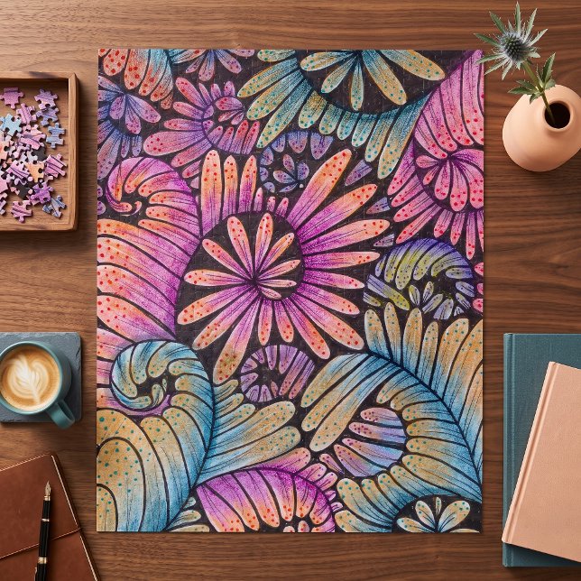 Quebra-cabeça Arte Botânica Terapia Intrincada Boho Zen Doodle (Criador carregado)