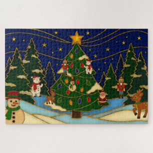 Quebra-cabeça Arte Cloisonne Floresta Caprichosa Natal Clássico