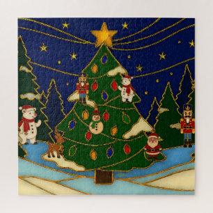 Quebra-cabeça Arte Cloisonne Floresta Caprichosa Natal Clássico