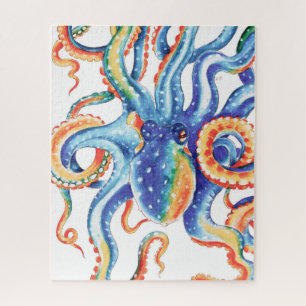 Quebra-cabeça Arte colorida da aguarela do polvo