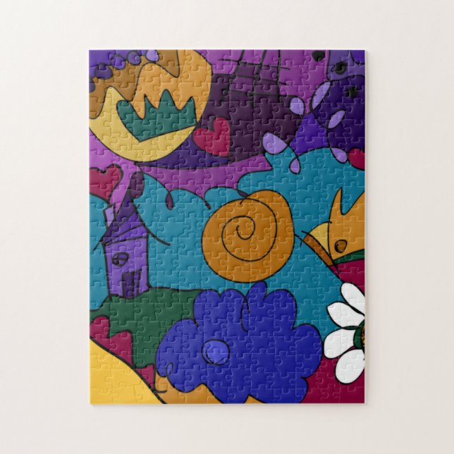 Quebra-cabeça Arte Colorida, Divertida e Extravagante de Desenho (Vertical)