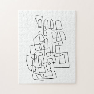 Quebra-cabeça Arte Contemporânea de Linha de Abstrato a Preto e 