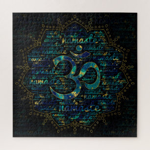 Quebra-cabeça Arte da palavra de Namaste em Lotus com símbolo d