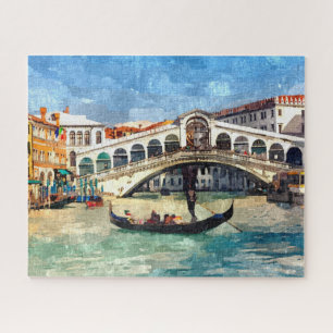 Quebra-cabeça Arte da Ponte Colorida do Canal de Veneza Grande R