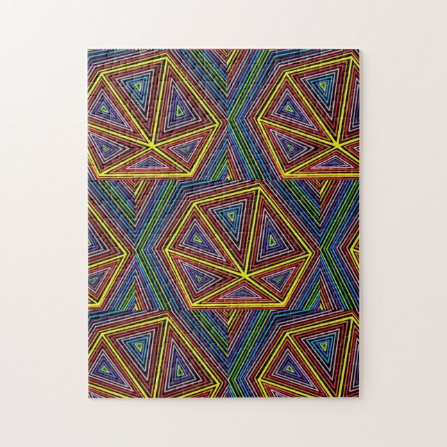 Quebra-cabeça Arte de Abstrato do Arco-Íris Geométrico Pizzas Co (Vertical)