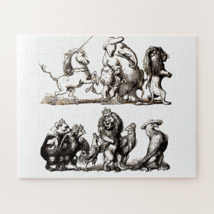 Quebra-cabeça Arte de Animal Fofo Unicórnio Elefante Leão Zoológ