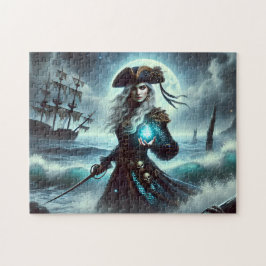 Quebra-cabeça Arte de Aventura Oceânica Fantasia Pirata Sereia M
