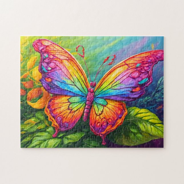 Quebra-cabeça Arte de Borboleta Artística Vibrante e Fofa (Horizontal)