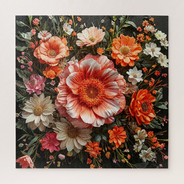 Quebra-cabeça 🌺 Arte de Buquê de Flores Vibrantes Para Amantes  (Vertical)