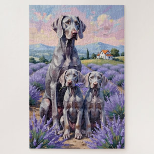 Quebra-cabeça Arte de Campo de Lavanda Weimaraner