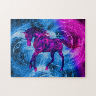 Quebra-cabeça Arte de Cavalo Negro Fantasia Negra Suja