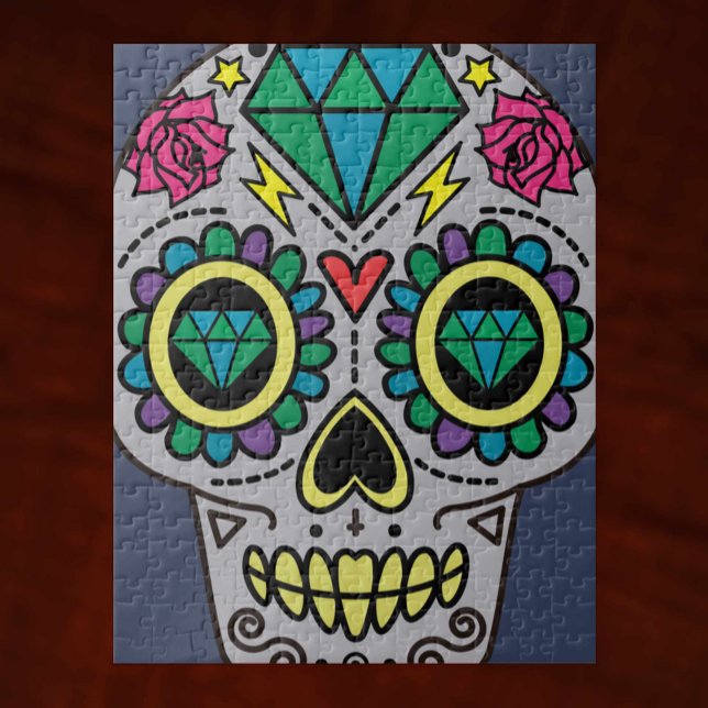 Quebra-cabeça Arte de Crânio de Açúcar Cinza, Dia dos Mortos (Criador carregado)