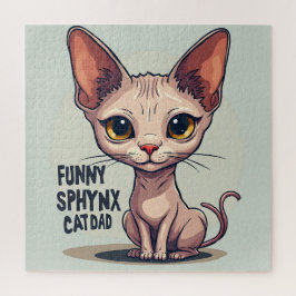 Quebra-cabeça Arte de desenho animado de pai de gato Sphynx engr