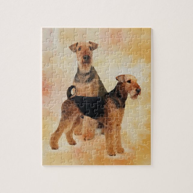 Quebra-cabeça Arte de Digitas dos terrier de Airedale (Vertical)