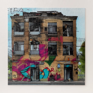 Quebra-cabeça Arte de Edifício Abstrato AI Abandonada