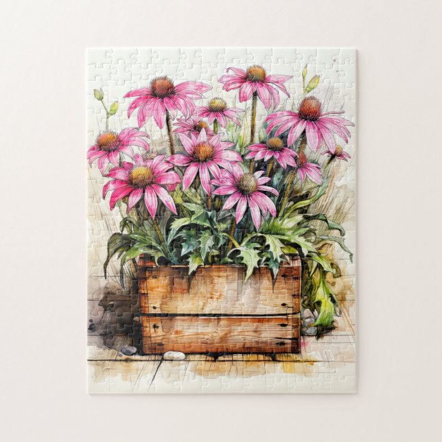 Quebra-cabeça Arte de Flor de Áster Recém-Colhida (Vertical)