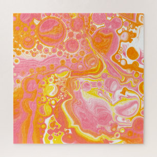 Quebra-cabeça Arte de Fluidos Rosa e Laranja