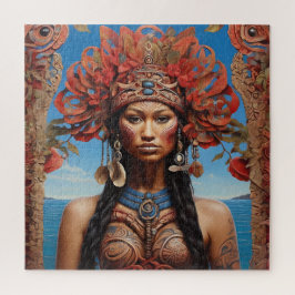 Quebra-cabeça Arte de Fusão Tribal Aztec Abstrato Vibrante