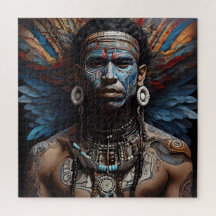 Arte de Fusão Tribal Aztec Abstrato Vibrante