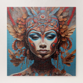 Quebra-cabeça Arte de Fusão Tribal Aztec Abstrato Vibrante
