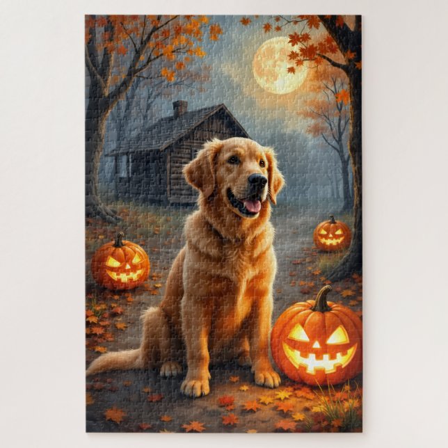 Quebra-cabeça Arte de Halloween da Floresta Aconchegante do Gold (Vertical)