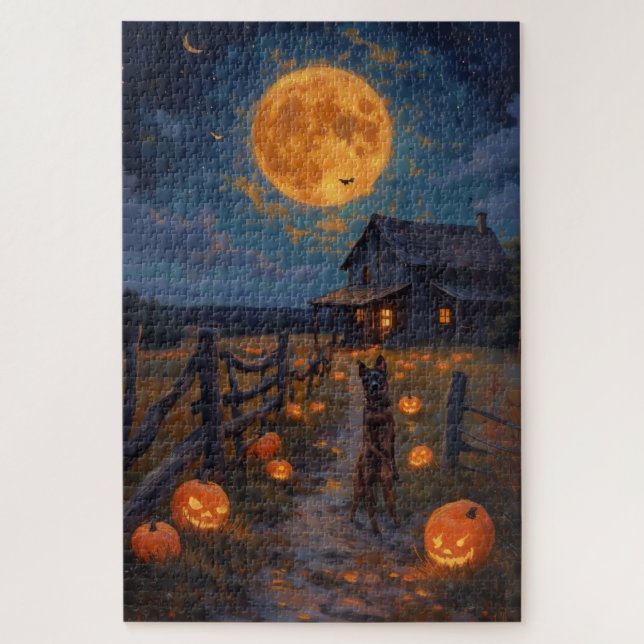 Quebra-cabeça Arte de Halloween de Fazenda Assombrada com Austra (Vertical)