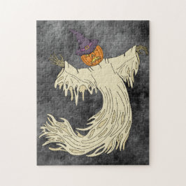 Quebra-cabeça Arte de Halloween do Fantasma Cabeça de Abóbora