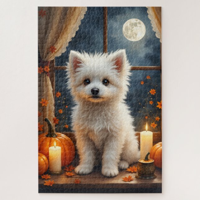 Quebra-cabeça Arte de Halloween Gótico Aconchegante Coton de Tul (Vertical)