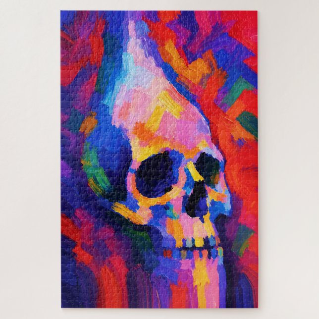 Quebra-cabeça Arte de Impressão de Crânio Abstrato na Parede (Vertical)