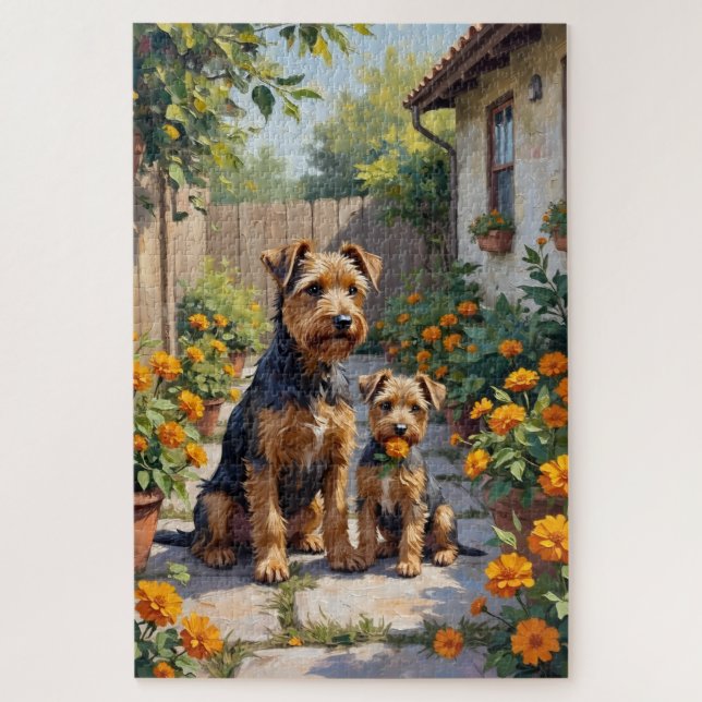 Quebra-cabeça Arte de Jardim em Flor com Terrier Australiano (Vertical)