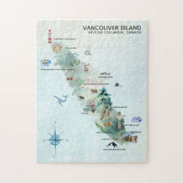 Quebra-cabeça Arte de Mapa de Ilhas de Vancouver Aquarela