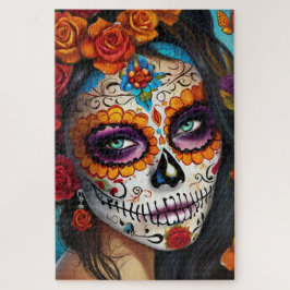 Quebra-cabeça Arte de Maquiagem de Crânio de Açúcar em Mesmeriza