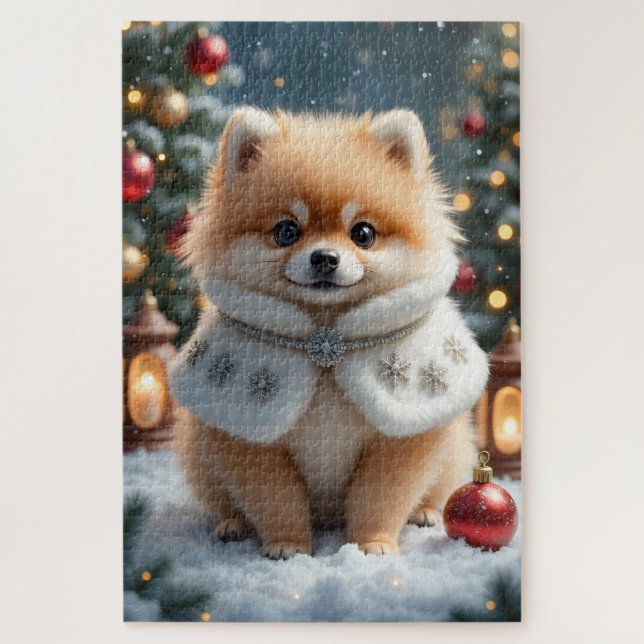Quebra-cabeça Arte de Natal da Pomerânia (Vertical)