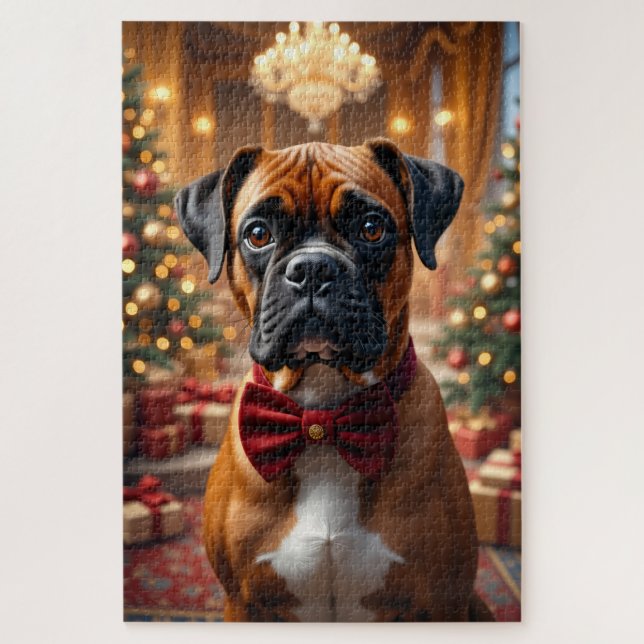 Quebra-cabeça Arte de Natal do Boxer (Vertical)