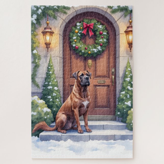 Quebra-cabeça Arte de Natal Evergreen Grande Porta Cane Corso (Vertical)