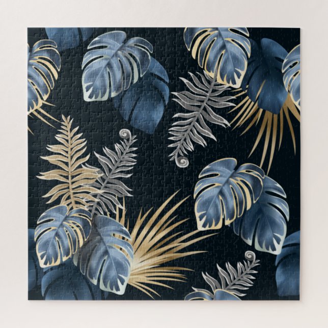 Quebra-cabeça Arte de Padrão de Folhas de Palmeira Tropical Dour (Vertical)
