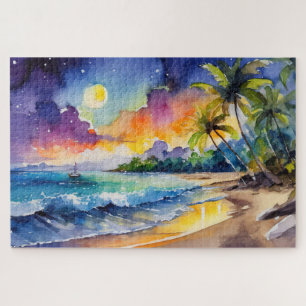Quebra-cabeça arte de paisagem costeira tropical