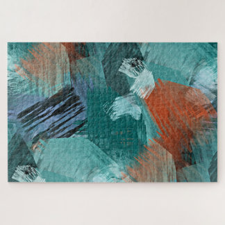 Quebra-cabeça Arte De Pancadas De Cor Azul Mint Verde Laranja Br