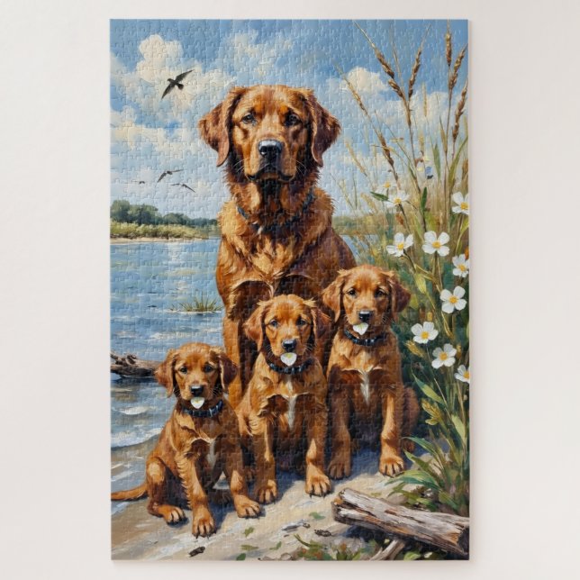 Quebra-cabeça Arte de Pântano do Retriever da Baía de Chesapeake (Vertical)