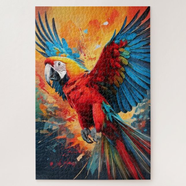 Quebra-cabeça Arte de Papagaio Explosão de Cor Jigsaw (Vertical)