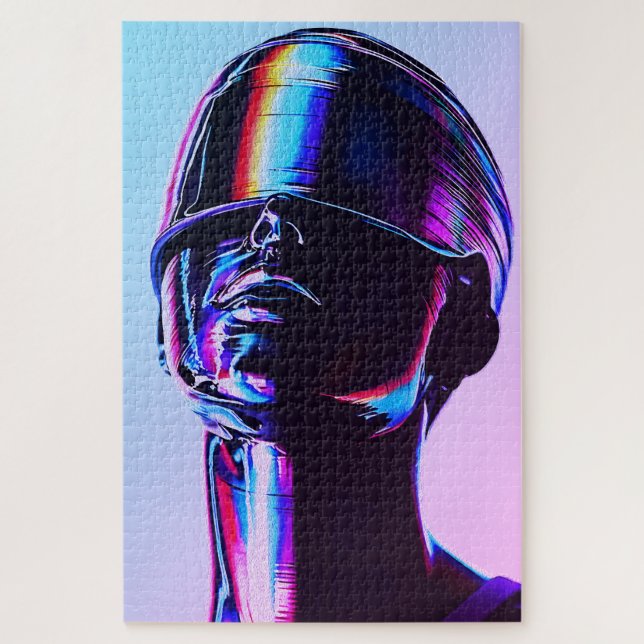 Quebra-cabeça Arte de Parede com Retrato Cromado em Arco-Íris Fu (Vertical)