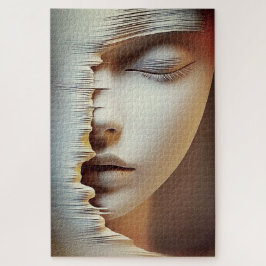 Quebra-cabeça Arte de Parede de Rosto Feminino Abstrato – Textur